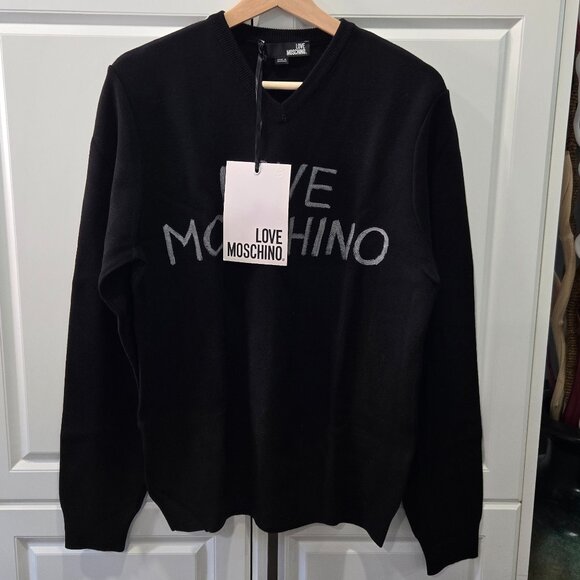 Moschino Logo Printed V-neck Jumper - Picture 1 of 8